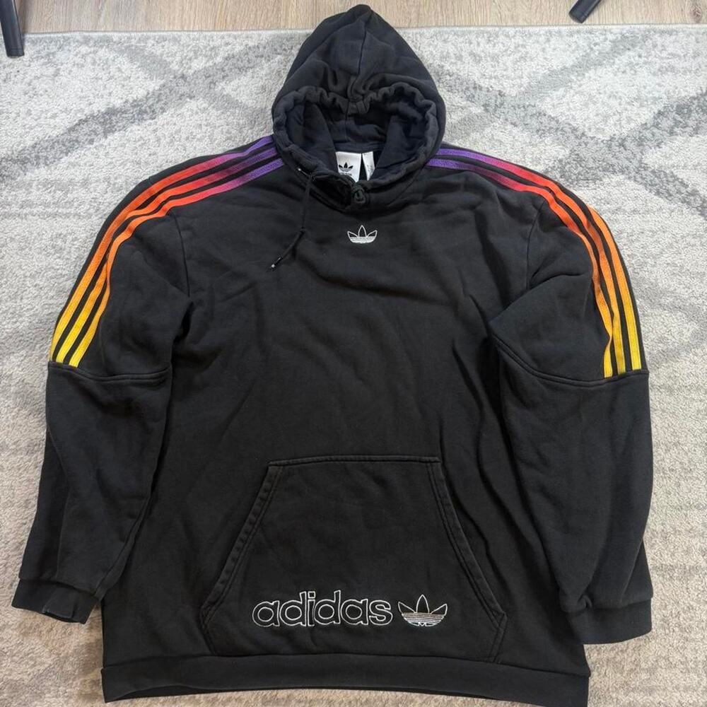Adidas Originals Hoodie with sunset stripes on shoulders Size Large